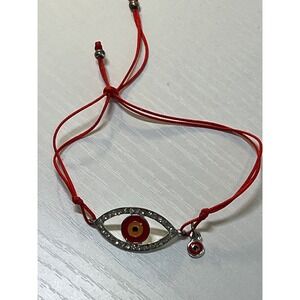 Red String Evil Eye Charm Bracelet Rhinestone Adjustable Protection Amulet Red